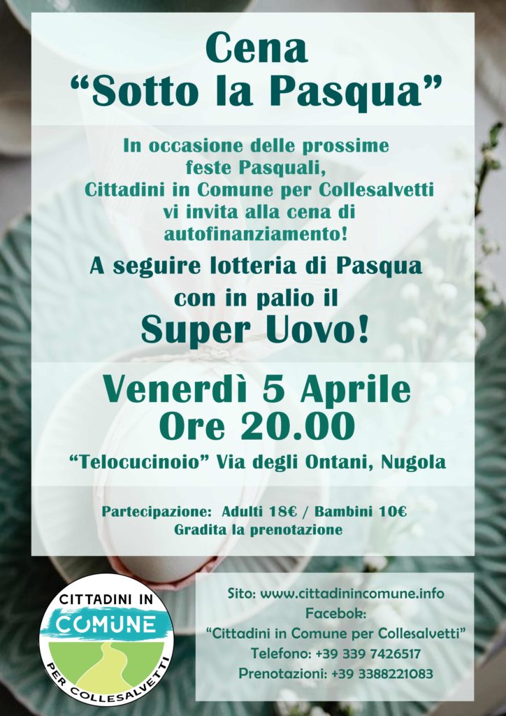 Cena e lotteria di Pasqua da Telocucinoio il 5 Aprile